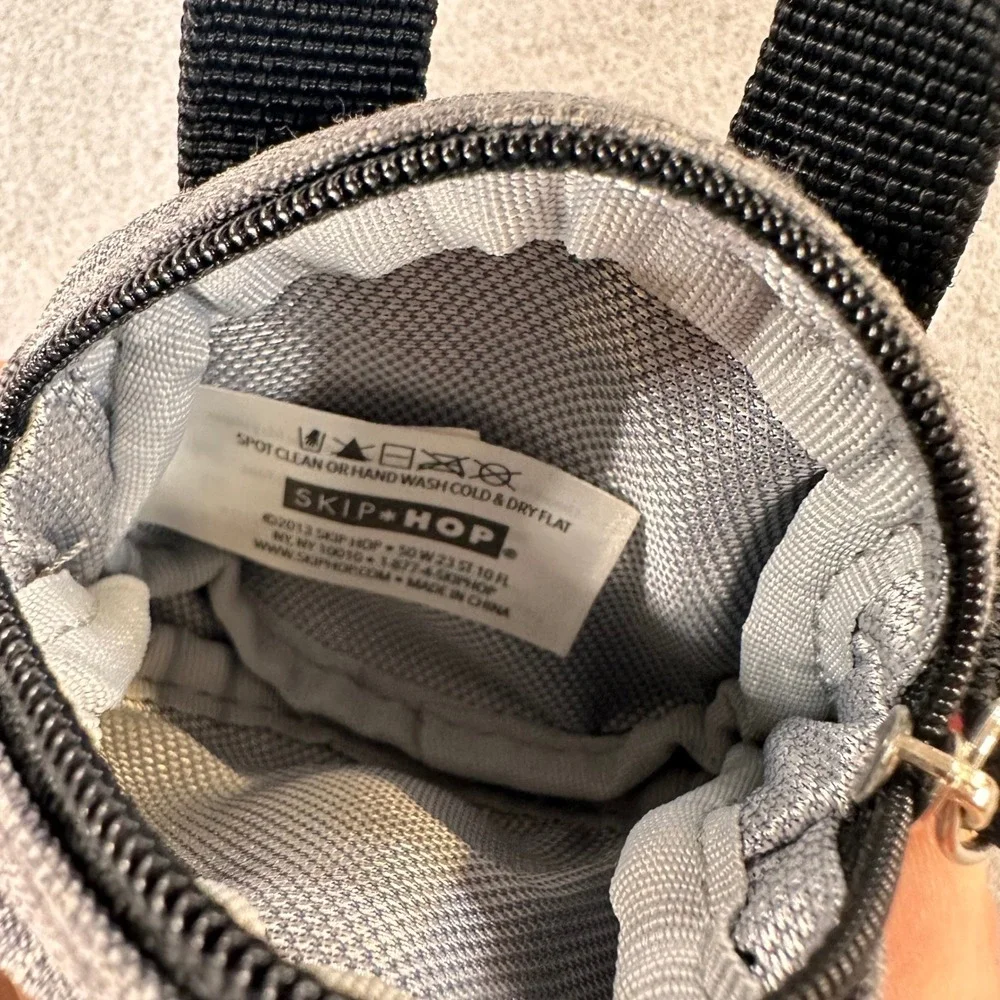 Skip Hop Pacifier Pocket Grey Heathered Accessory Pouch with Snap Strap